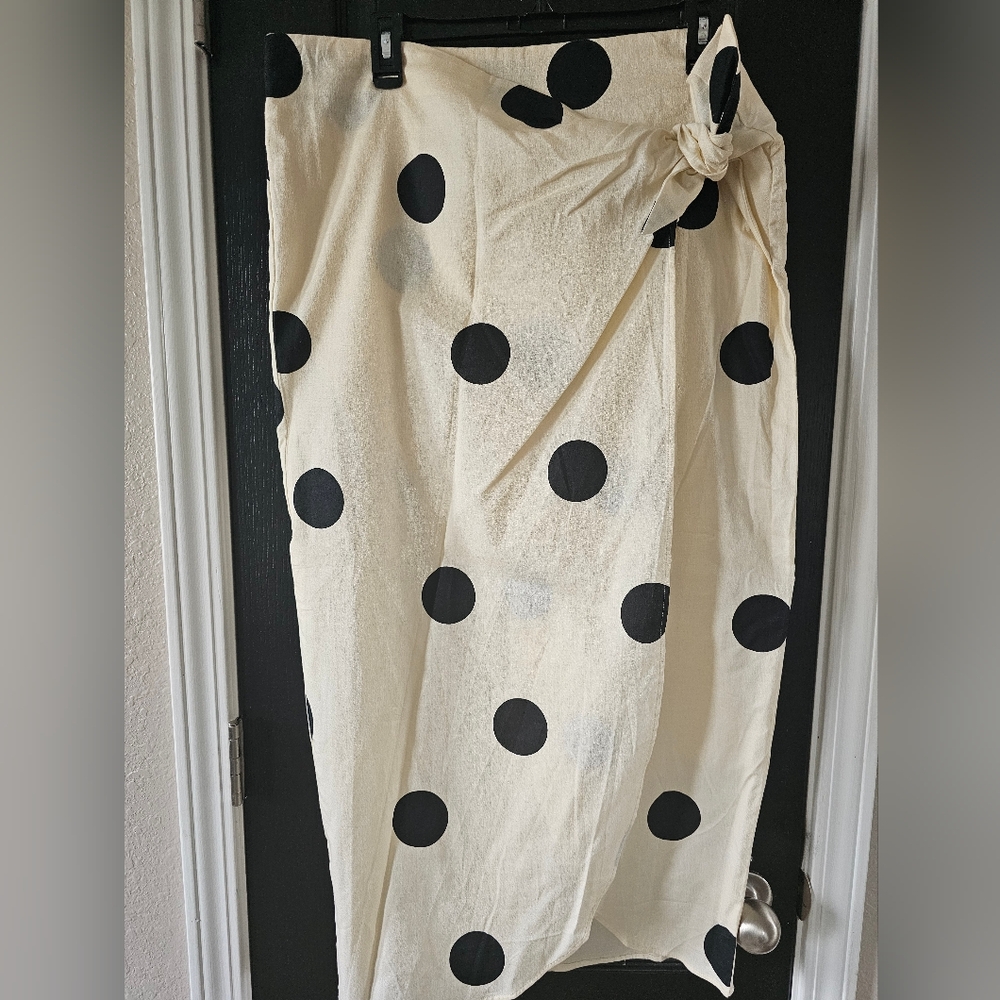 Cream Midi Wrap Skirt